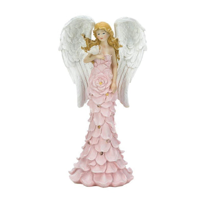 Solar Powered Pink Rose Angel Statue - MAGICMAN PRODUCTIONS