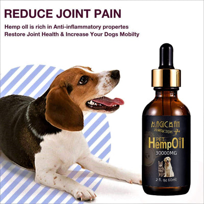 Magic Man Productions Pet Hemp Oil with Multi-Vitamins, Suitable for Cats and Dogs, Organic Pet Supplies, All-Natural Hemp Oil for Anxiety and Stress Relief, Natural Help for Animals, 30000mg